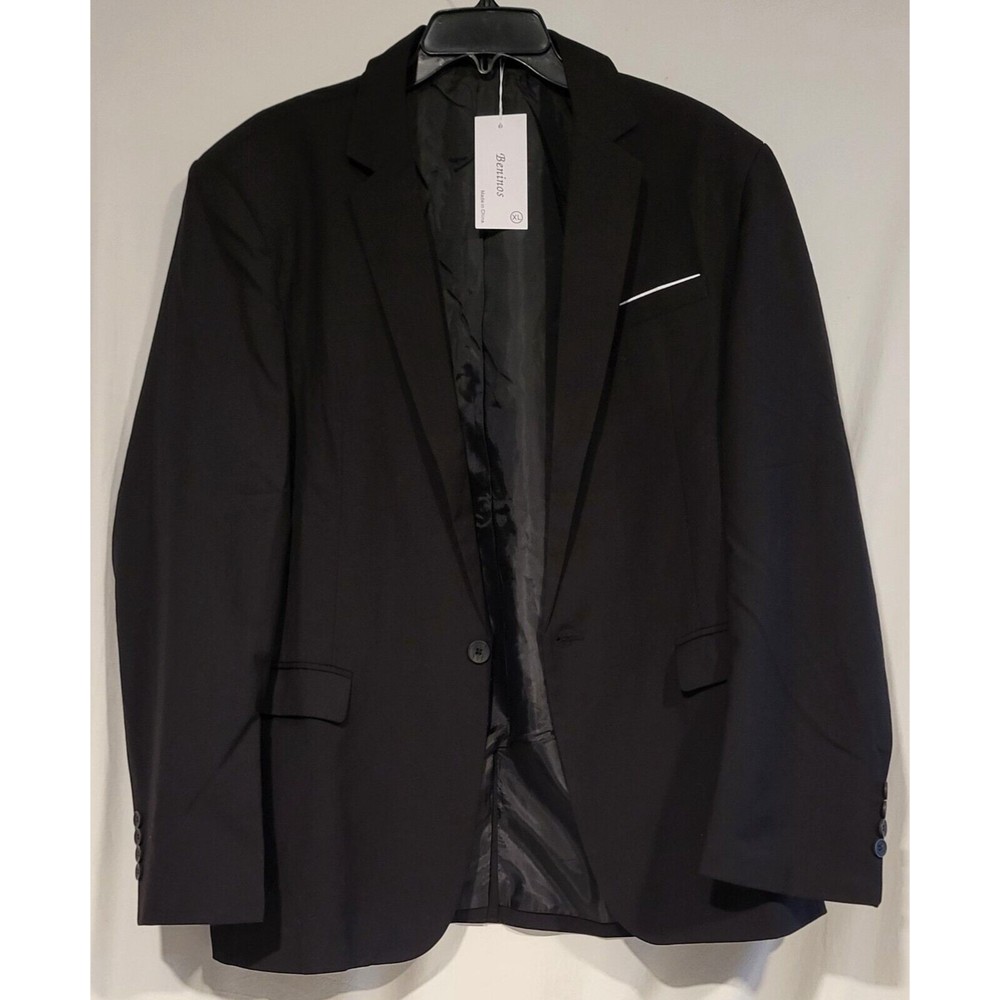 Beninos Blazer Suit Jacket Mens Size XL Casual Career One Button Black NWT